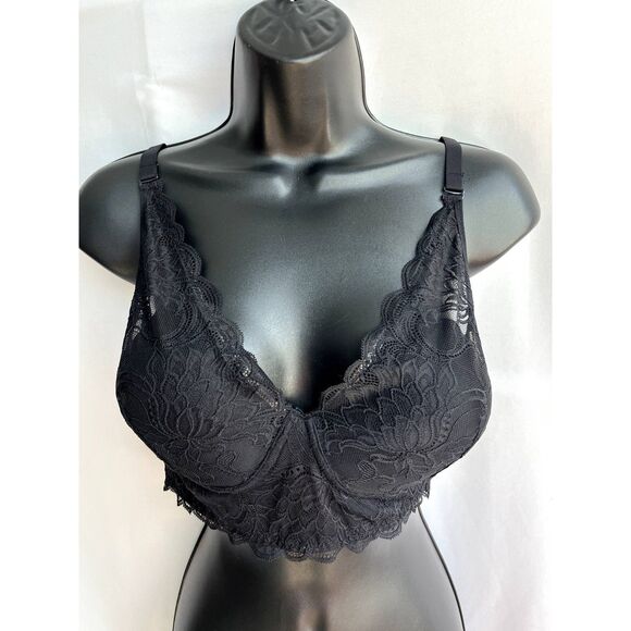 Maidenform Black Lace Sexy Overbust Bra Size 38D RN15763 Witchy Date Lingerie - Picture 1 of 8